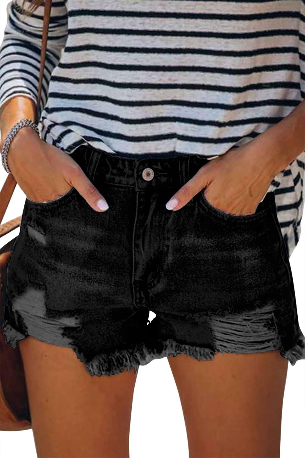 onlypuff Women's Denim Jean Short Ripped High Waist Cut Off